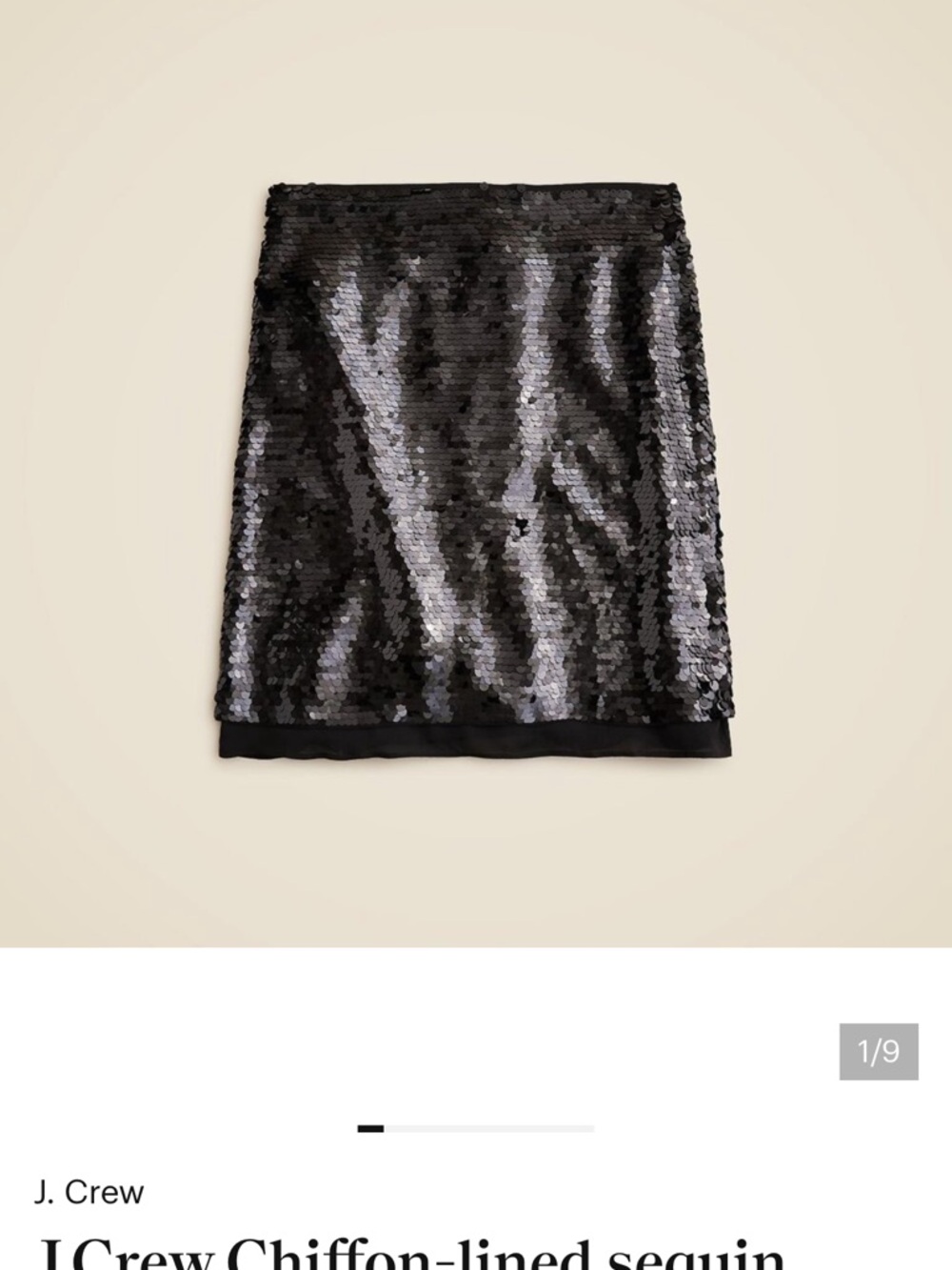 J. Crew Chiffon lined Gray Sequin Mini Skirt